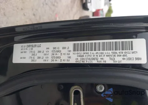 2009 Dodge Ram 1500 from USA, damaged, VIN 1D3HV13T49J508762